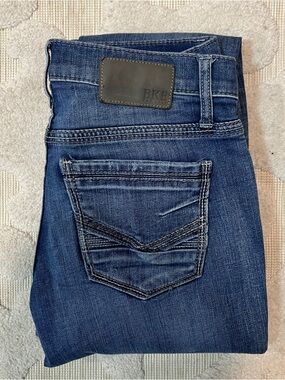 BKE Jake Mens Straight Leg Jeans 30x31 Medium Wash Stretch Denim Blue
